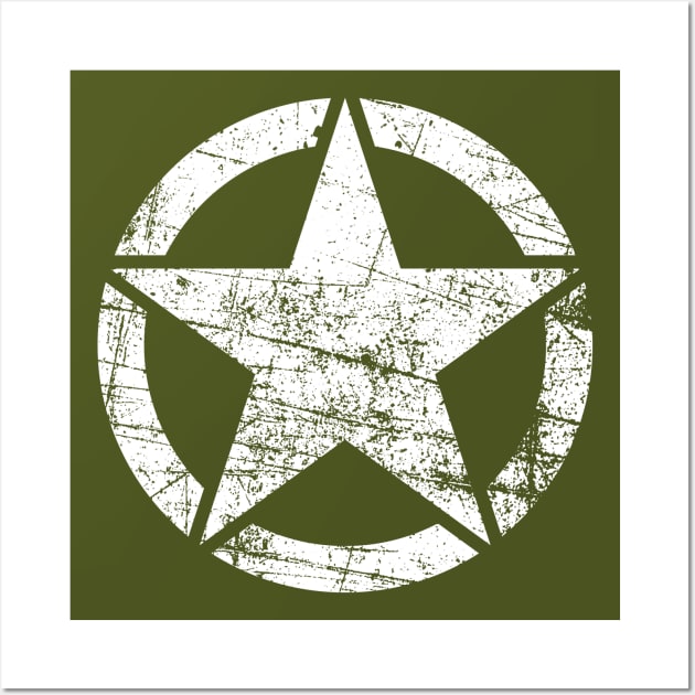 Vintage Army Star • Classic Retro USA Military Distressed Logo Wall Art by Kushteez